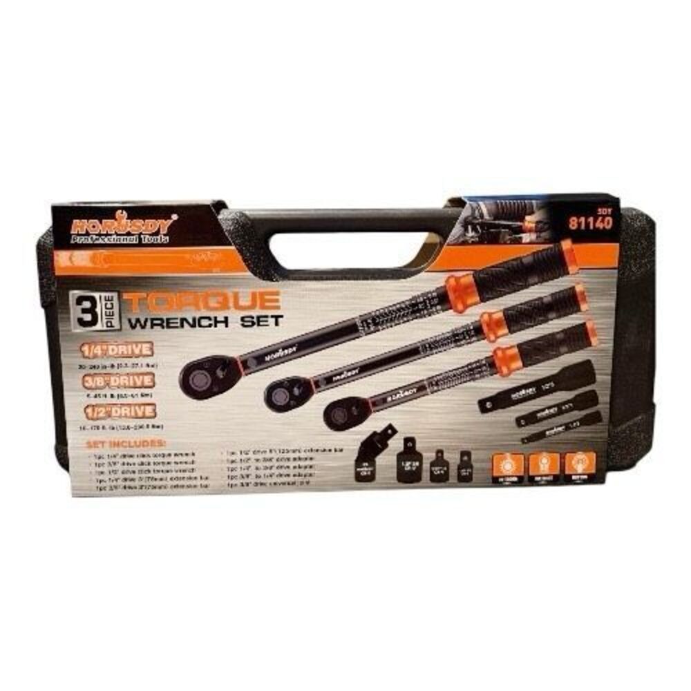 Horusdy 3-Piece Torque Adjustable Wrench Set 1/4",‎ 3/8", and 1/2" Drive 81140